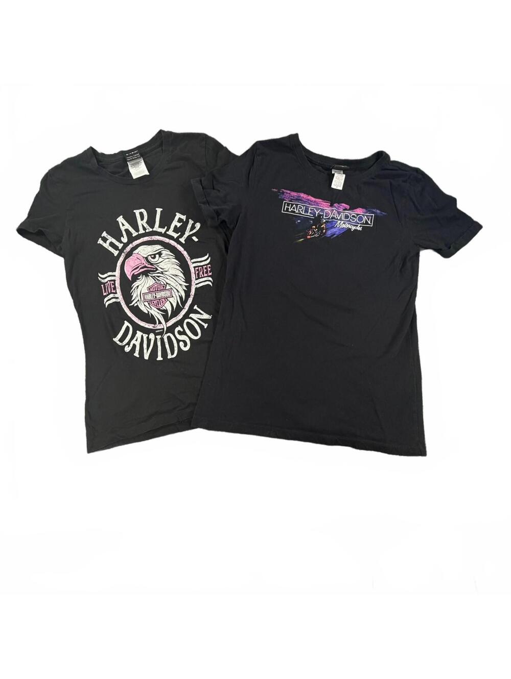Harley-Davidson Women’s Graphic T-Shirt Bundle Lot of 2 – Size S, Black Cotton